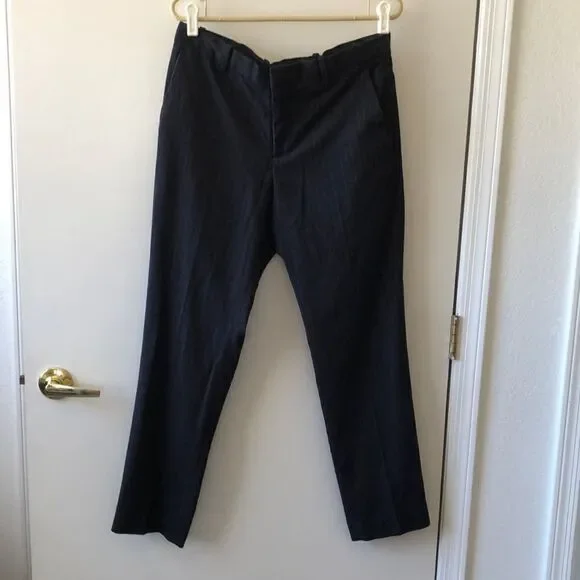 Perry Ellis Slim Fit Stretch Pants I’ve 33x30 GUC Gray Pinstripe