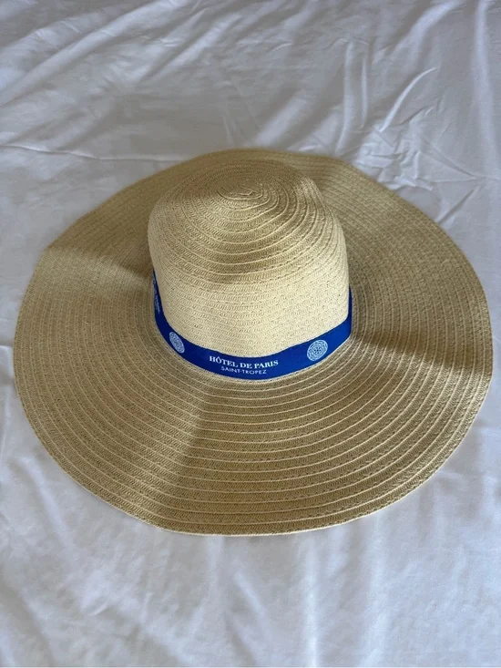 Hôtel De Paris Saint-Tropez Straw Sun Hat with Blue Ribbon