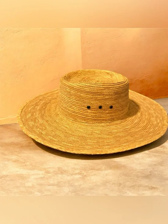 Wide Brim Straw Sun Hat in Natural Straw