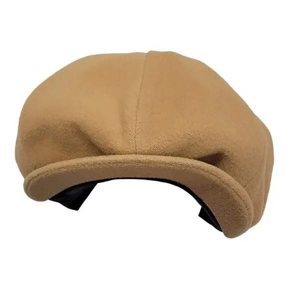DKNY Donna Karan Womens Camel Tan Wool Blend Newsboy Baker Boy Cap Hat Y2K