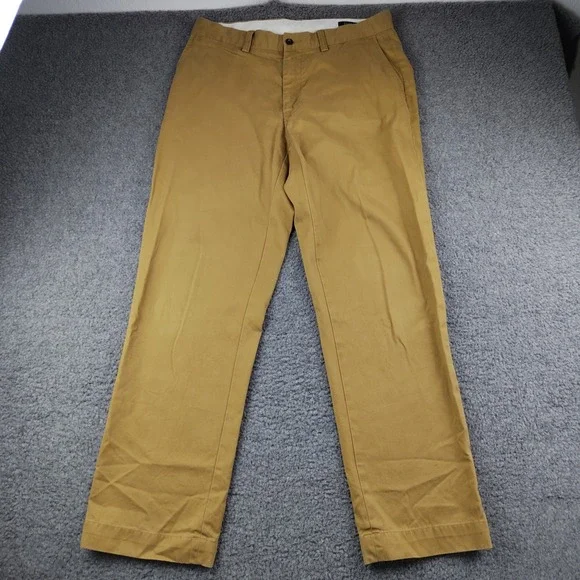 Polo Ralph Lauren Mens Chino Pants 33x30 Khaki Cotton Straight Trousers Preppy
