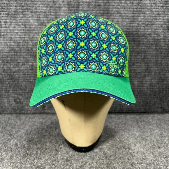 Prana‎ Hat Cap Womens Snap Back Mesh Trucker Green Geometric OSFM Outdoor