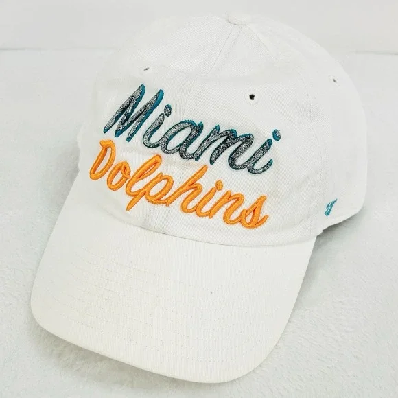 '47 Brand Miami Dolphins‎ Women's Glitter Script Clean Up Hat Cap Adjustable
