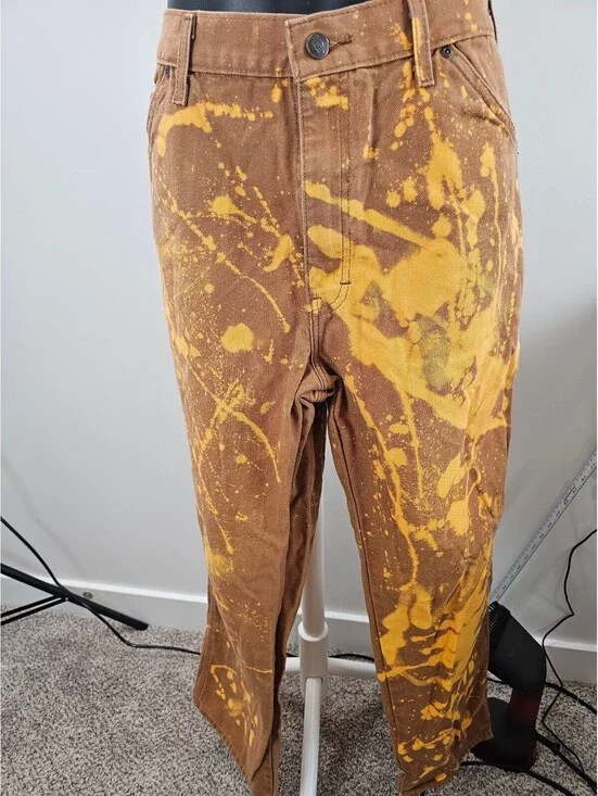 Dickies Brown and Yellow Bleach Splatter Work Pants
