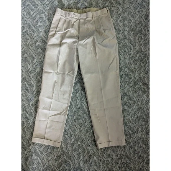 Jos. A. Bank Travelers Collection Khaki Pleated Chinos Mens 36x32 Tan Cotton