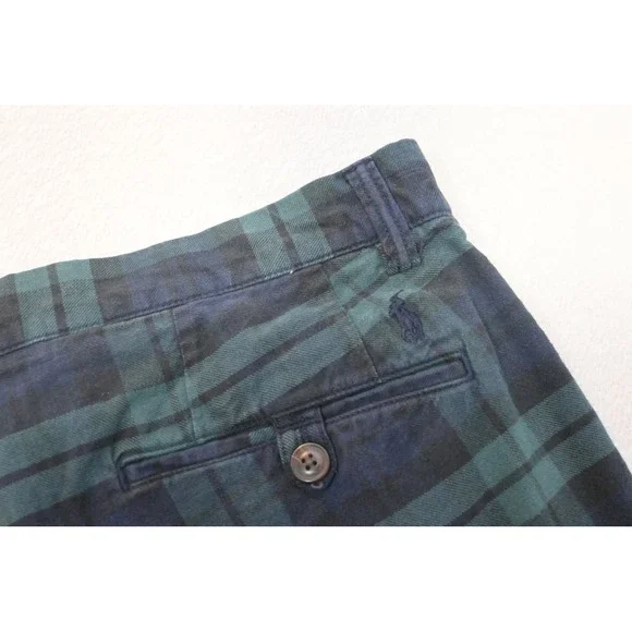 Polo Ralph Lauren Chinos Pants Mens 32x30 Green Black Watch Plaid Straight EUC