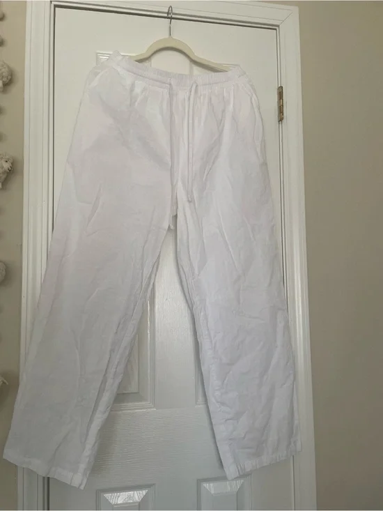 White Men's Cotton Drawstring Pants