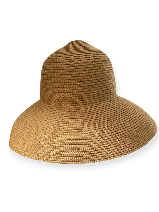 Pretty Persuasions Wide-Brim Straw Sun Hat - Tan