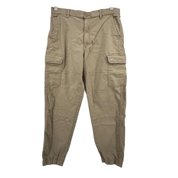Uniqlo Cargo Jogger Pants Mens L Khaki Tan Utility Streetwear Minimalist Casual
