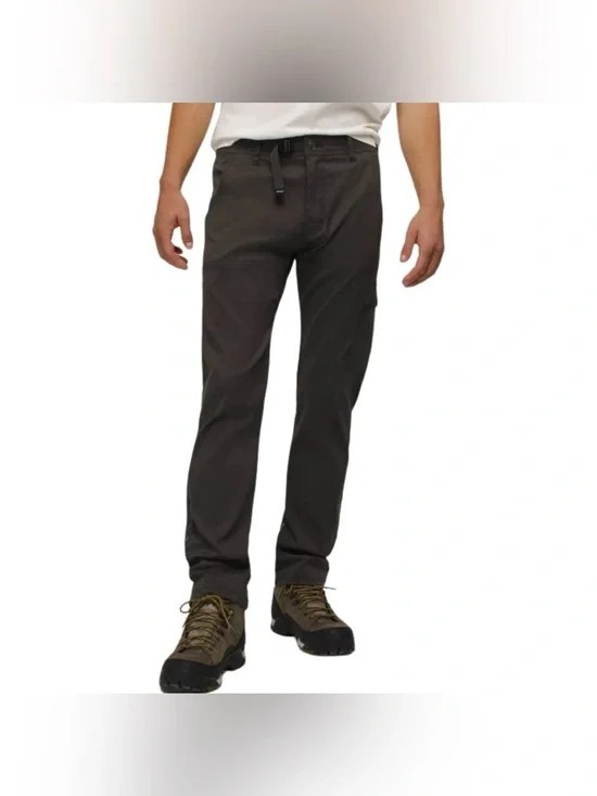 Prana Stretch Zion Pants II Dark Iron Gray Mens 31x32 Straight Leg UPF Roll Up