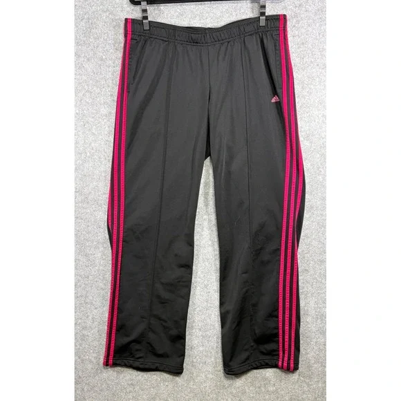 Adidas Track Pants Mens XL Black Pink 3-Stripe Athletic M67620 Joggers