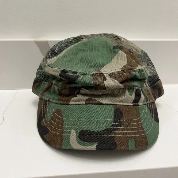 Alternative Apparel Camo Army Military‎ Style Cadet Mesh Trucker Hat Khaki