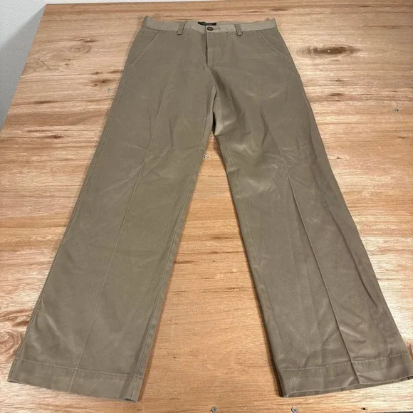 Dockers D1 Slim Fit Chinos Mens 31x32 Khaki Tan Flat Front Cotton Twill Pants