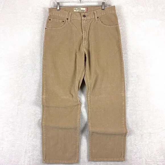 VTG Levis 559 Pants Men 33x30 Beige Corduroy Relaxed Straight Baggy Skate Y2K