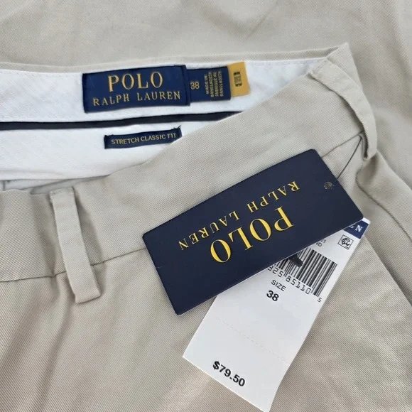New Polo Ralph Lauren Chino Shorts Mens 38 Stretch Classic Fit Golf Khaki $79.50