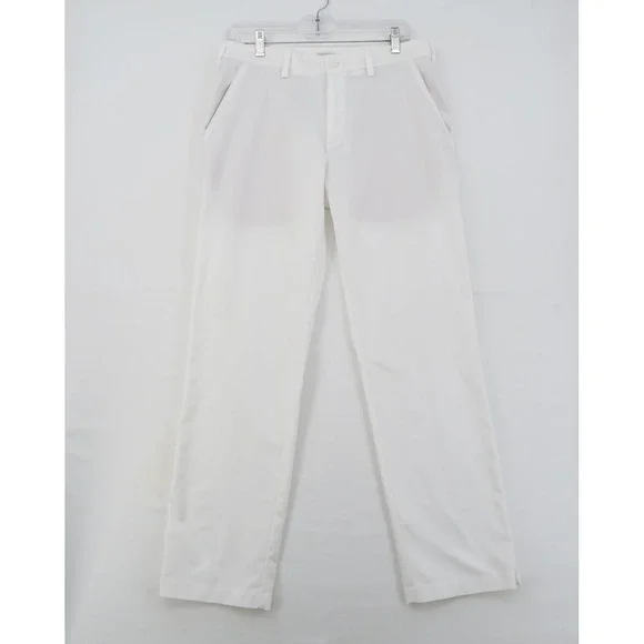 Adidas Mens White Golf Pants Flat Front Performance Trousers 30x30