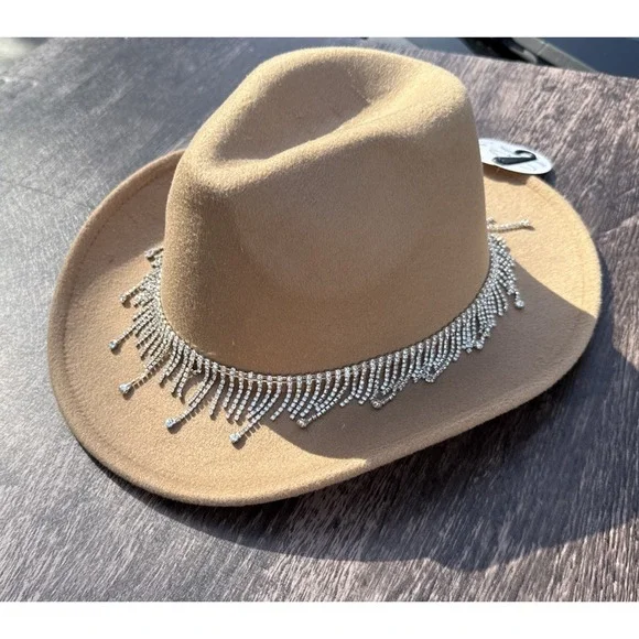 David‎ And Young Bling Cowboy Hat NWT Tan Rhinestones