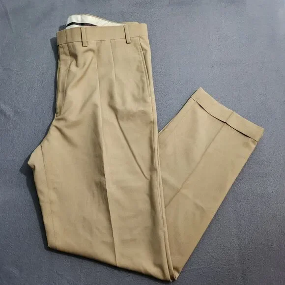 Lauren Ralph Lauren Men 40(41)X34 Tan Total Comfort Pleated Dress Pants