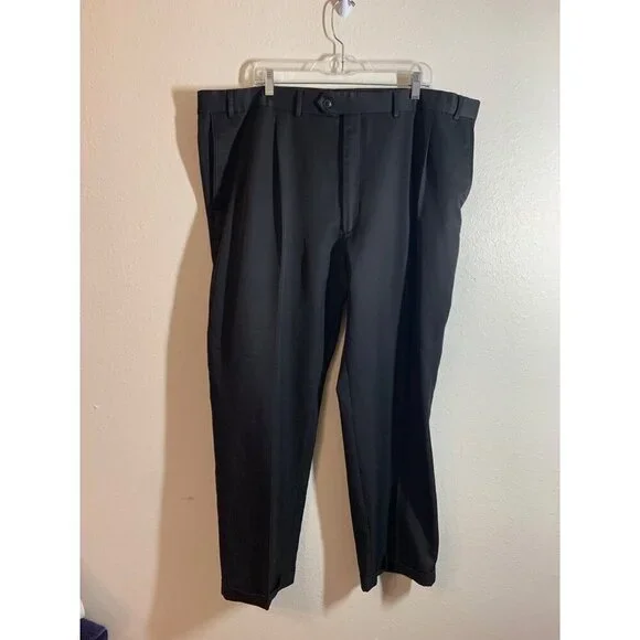 Roundtree & Yorke Travel Smart Big & Tall Mens Pants Size 44x30 Black #2-AC3