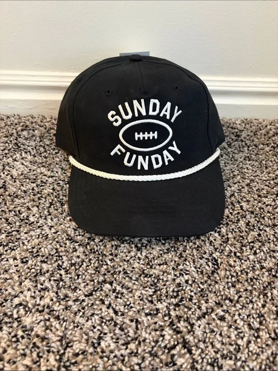 MAD Engine Black Baseball Cap with White Rope and Embroidered 'Sunday Funday'