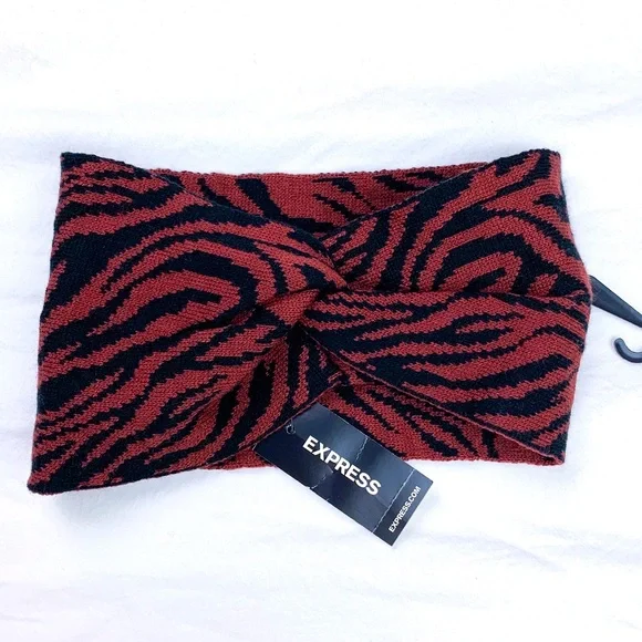 Express Brown Zebra Print Winter Headband