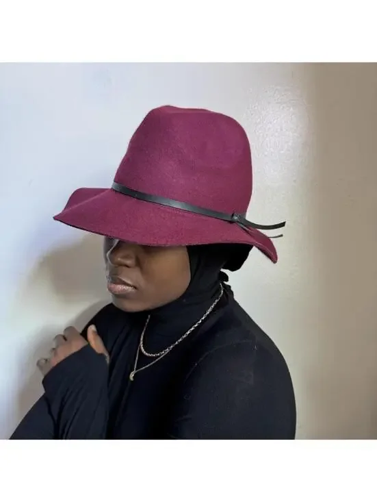 Vintage‎ vibes Old Navy 100% Wool Wide Brim Fedora - Burgundy