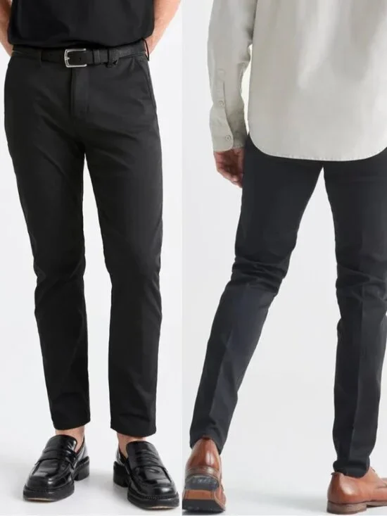 DUER Black Smart Stretch Tech Mid Rise Slim Fit Trousers