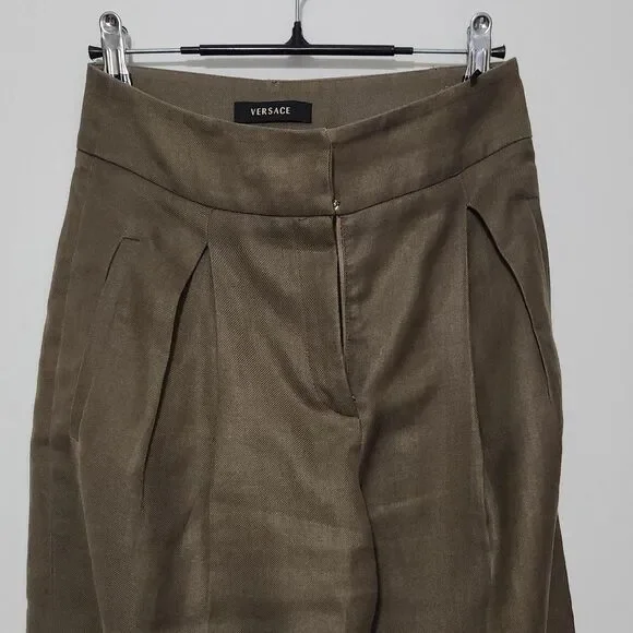 Versace Men's Khaki and Brown Trousers