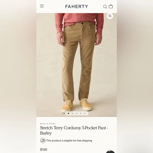 Faherty Men’s Corduroy Pants size 33