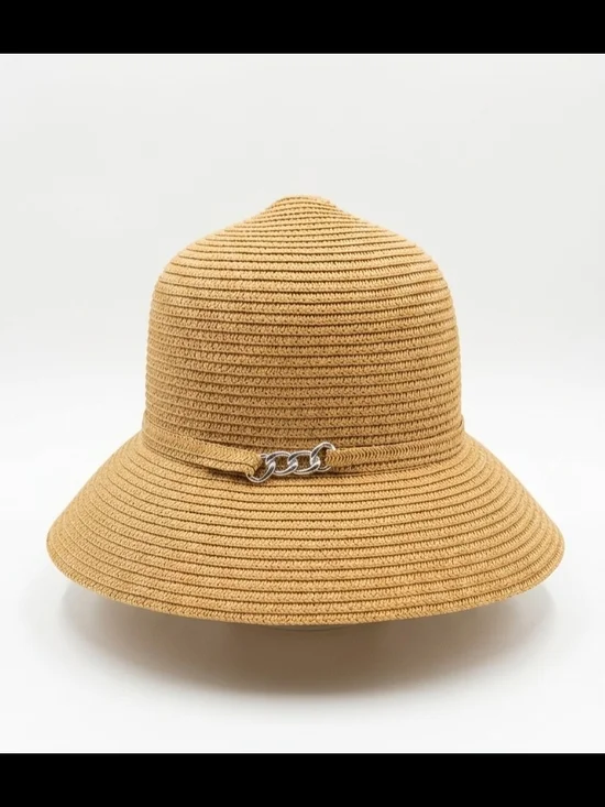 Magid Hats Chain Link Straw Floppy Sun Hat Wide Brim Vacation Beach Resort OS