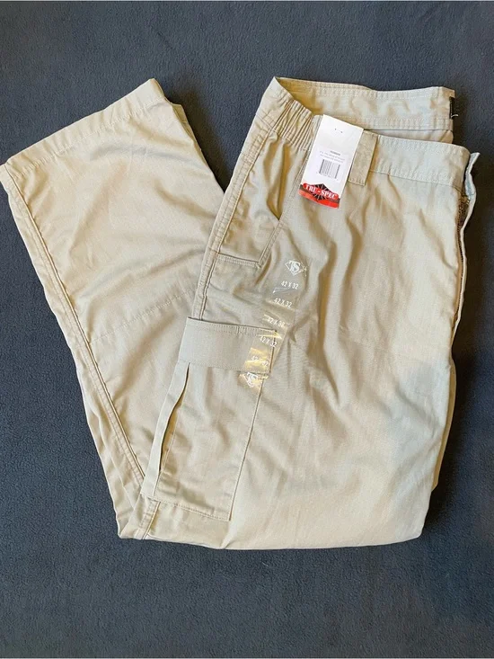 TRU-SPEC Men's Cargo Pants in Khaki Beige - Relaxed Utility Fit, Sz 42-32