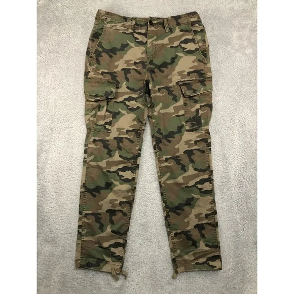 American Eagle Pants Mens 34x29 (Tag 32x32) Camo Slim Lived in Cargo Distressed
