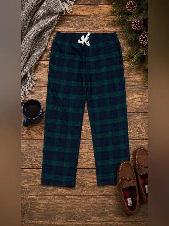 Vineyard Vines Men’s Medium Plaid Pajama Lounge Pants Blue Green Drawstring
