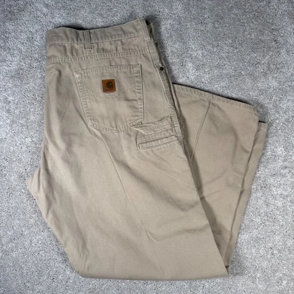 Carhartt Men's 42x32 Relaxed Fit Duck Canvas Carpenter Work Pants Khaki Tan