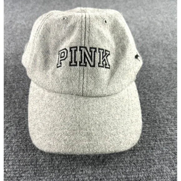 Victoria's Secret PINK Gray Wool Blend Embroidered Logo Baseball Cap‎ Hat OSFA