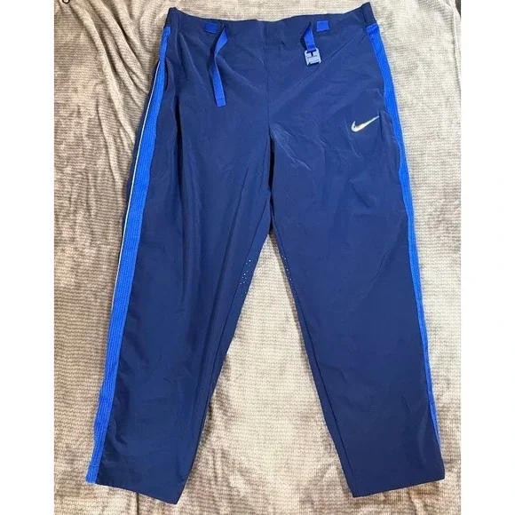 Nike Sportswear Bonded Woven Pants‎ Navy Blue Belted Track Trousers 40X29