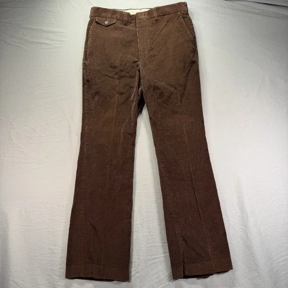 True Vintage 80s Bootcut Corduory Pants Mens 32x32 Brown Slim Whale Talon Zip