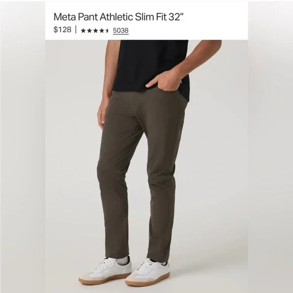 VUORI Meta Athletic Slim Fit Pants - Olive NWT 28”x32”