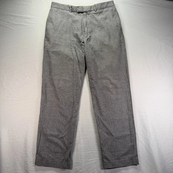 Vintage Polo Ralph Lauren Pants Mens 34x32 Gray Glen Check Cotton Wool Blend 90s