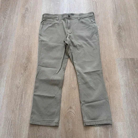 Duluth Flex Fire Hose Slim Fit Pants Mens 40x30 Khaki Tan Workwear Utility