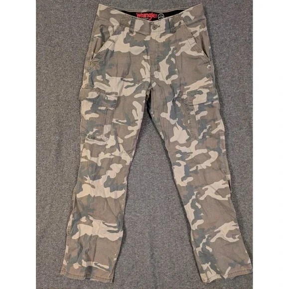Wrangler Pants Mens 32x32 Green ATG All Terrain Camouflage Cargo Nylon Outdoor