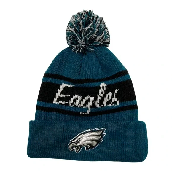 NFL Philadelphia Eagles‎ Green Sports Fan Tailgating Knit Pom Pom Beanie Hat OS