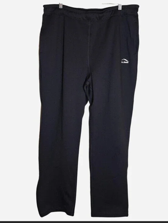 L.L. Bean Athletic Sweats Mens XL Black Stretch Pockets Internal Drawstring