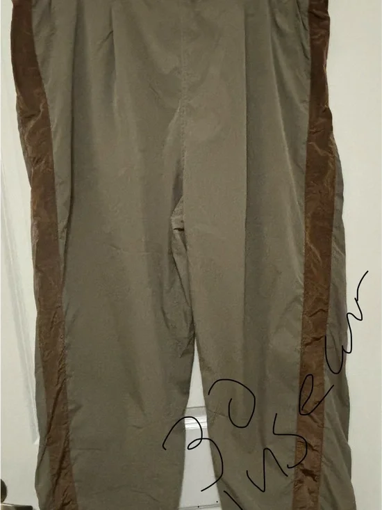 Fashion Nova Olive Joggers with Brown Side Stripes