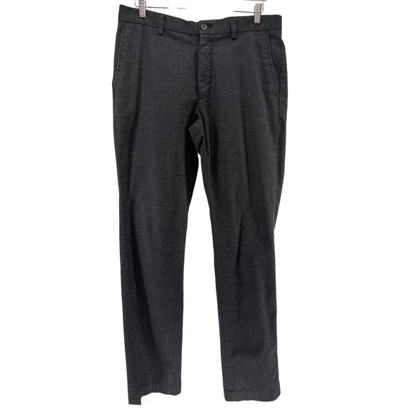 Banana‎ Republic Aiden Fit Mens Chinos 33x34 Dark Gray Micro Check Slim Pants
