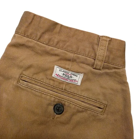 Vintage Polo Ralph Lauren Classic Chino Pant Men 33x32 Khaki Pleated Hammond Fit