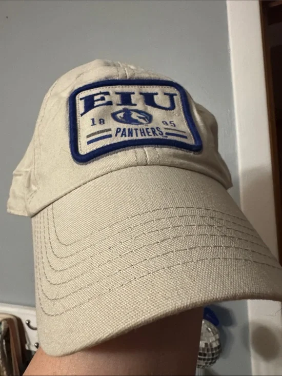 EIU Panthers Beige Baseball Cap with Blue Patch