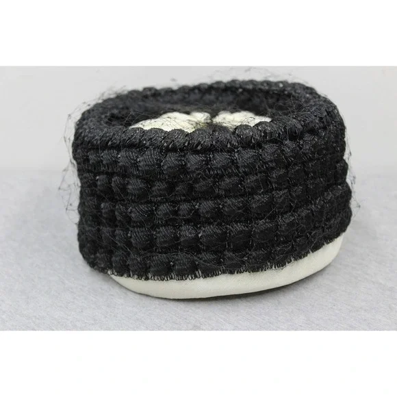 Mi Lady Hat Shops Pillbox Hat Womens OS Black White Vintage Veiled Fascinator