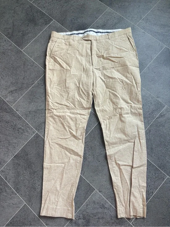 Joseph Abboud Light Tan Linen-Blend Dress Pants