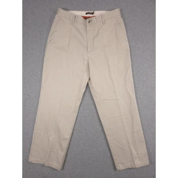Dockers D3 Mens 34x30 Cream Ivory Khaki Flat Front Casual Chino Pants School